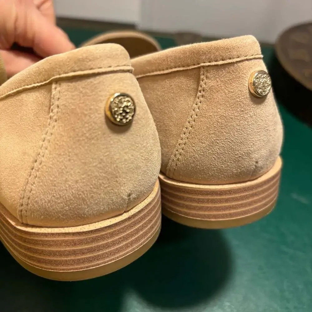 Vince Camuto Caylas Woven Suede Penny Loafers in Beige Sz 8 W - Picture 16 of 16